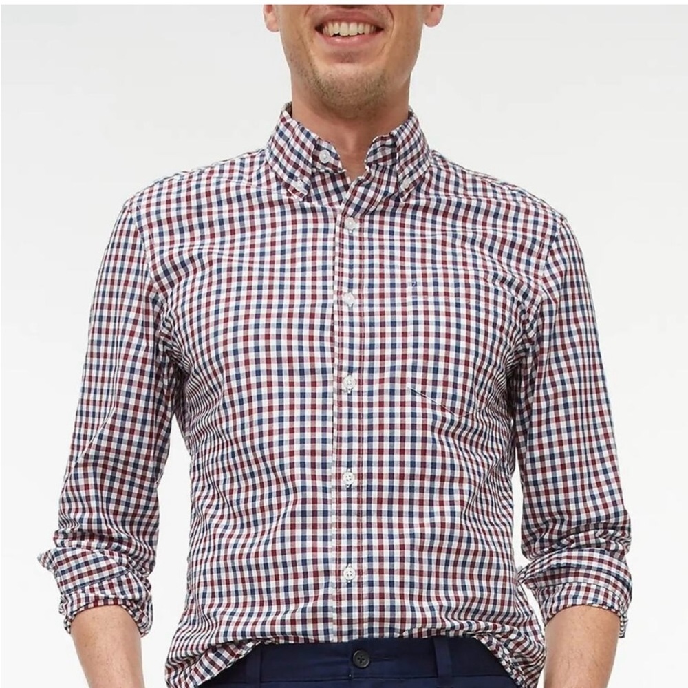 J. Crew Men's Slim fit Checkered Shirt - Red, Blue, White